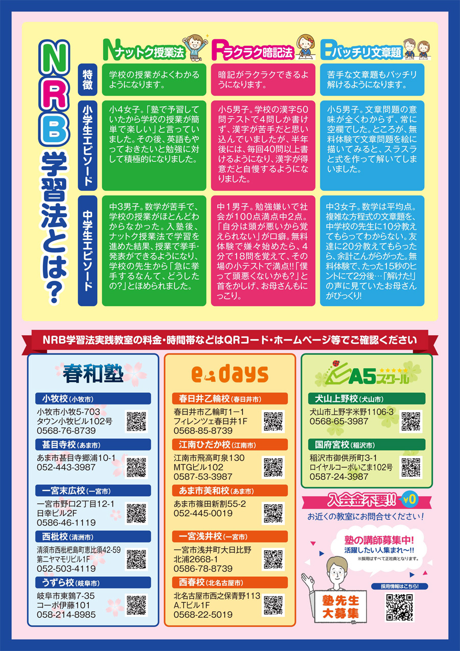 NRB学習法実践教室チラシ裏